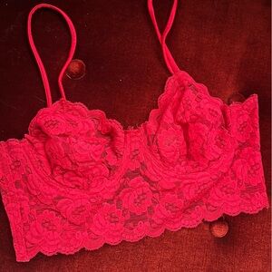 Vintage red lace bustier bra
